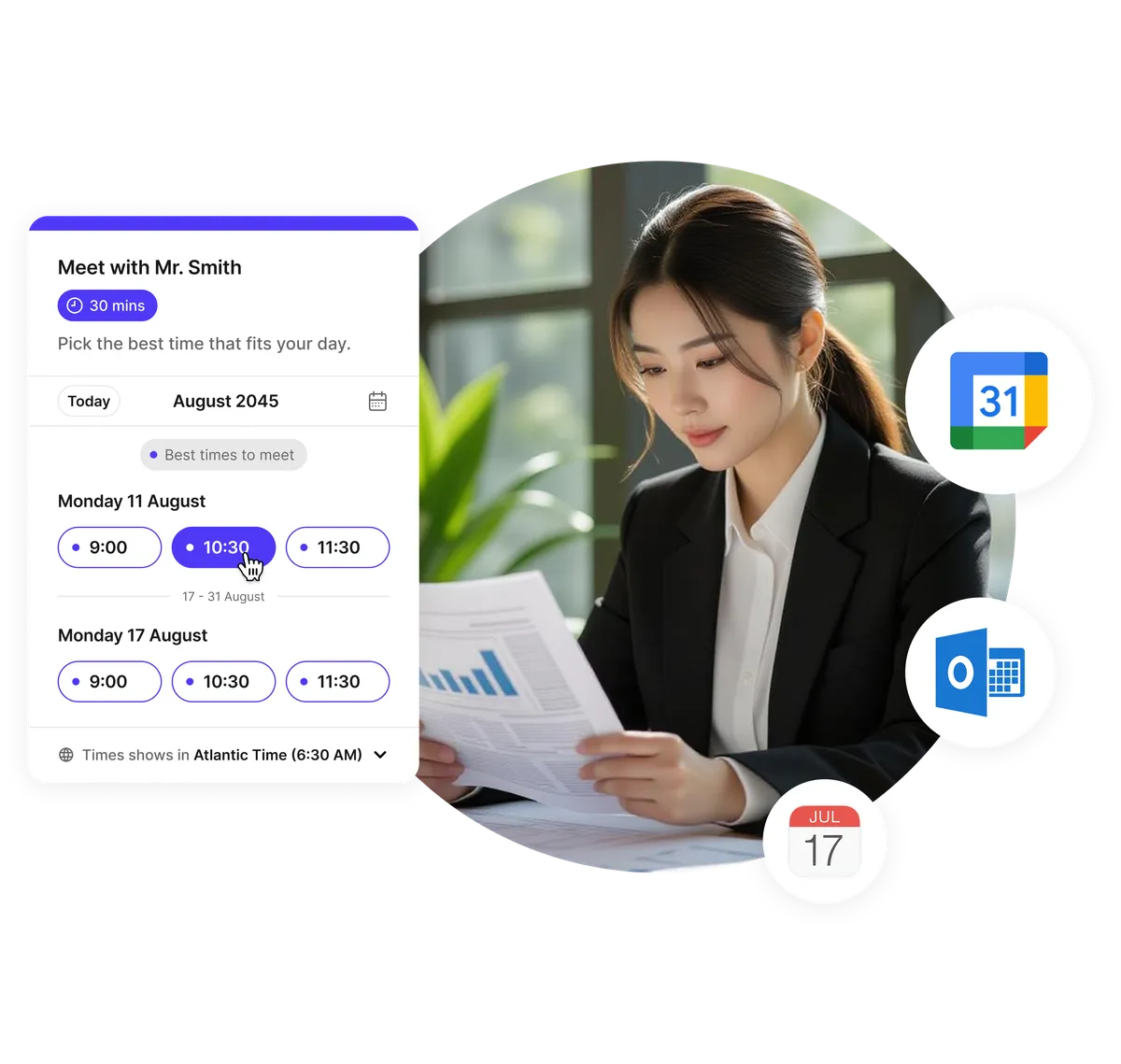 Page de réservation client pour comptables