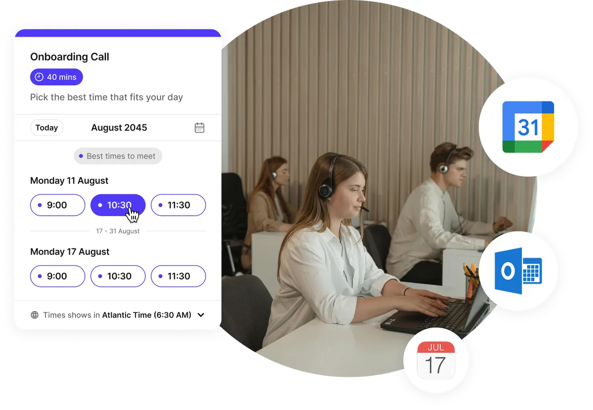 Réservation en ligne pour support client