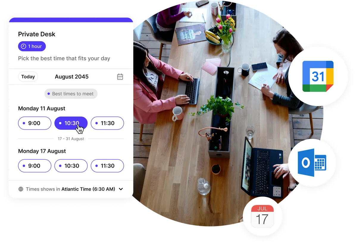 Programación simple y sincronización de calendario para espacios coworking