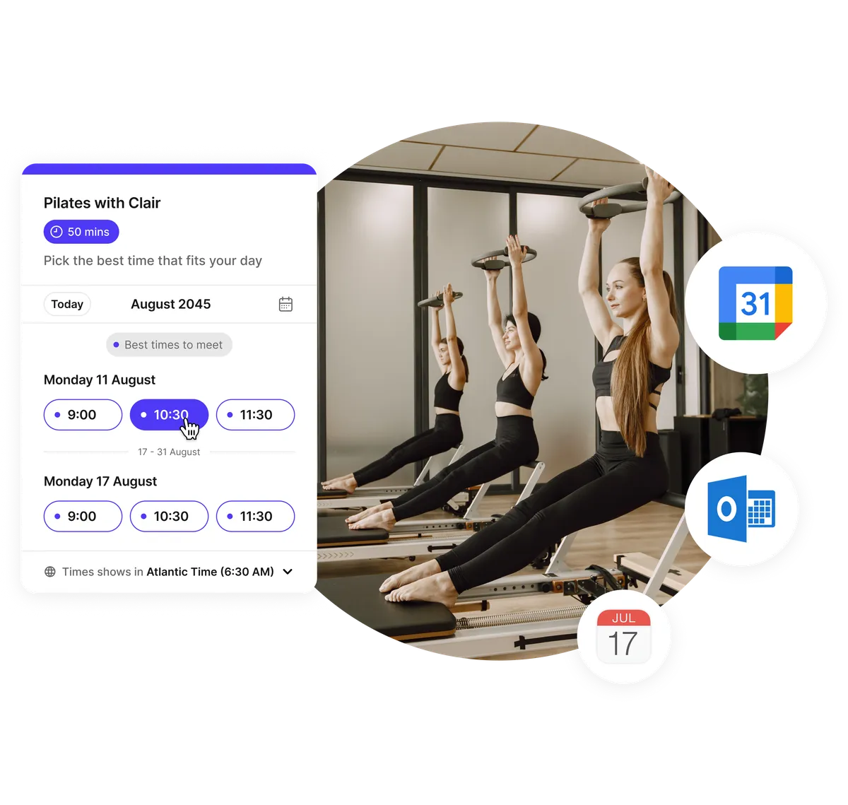 Logiciel calendrier studio pilates