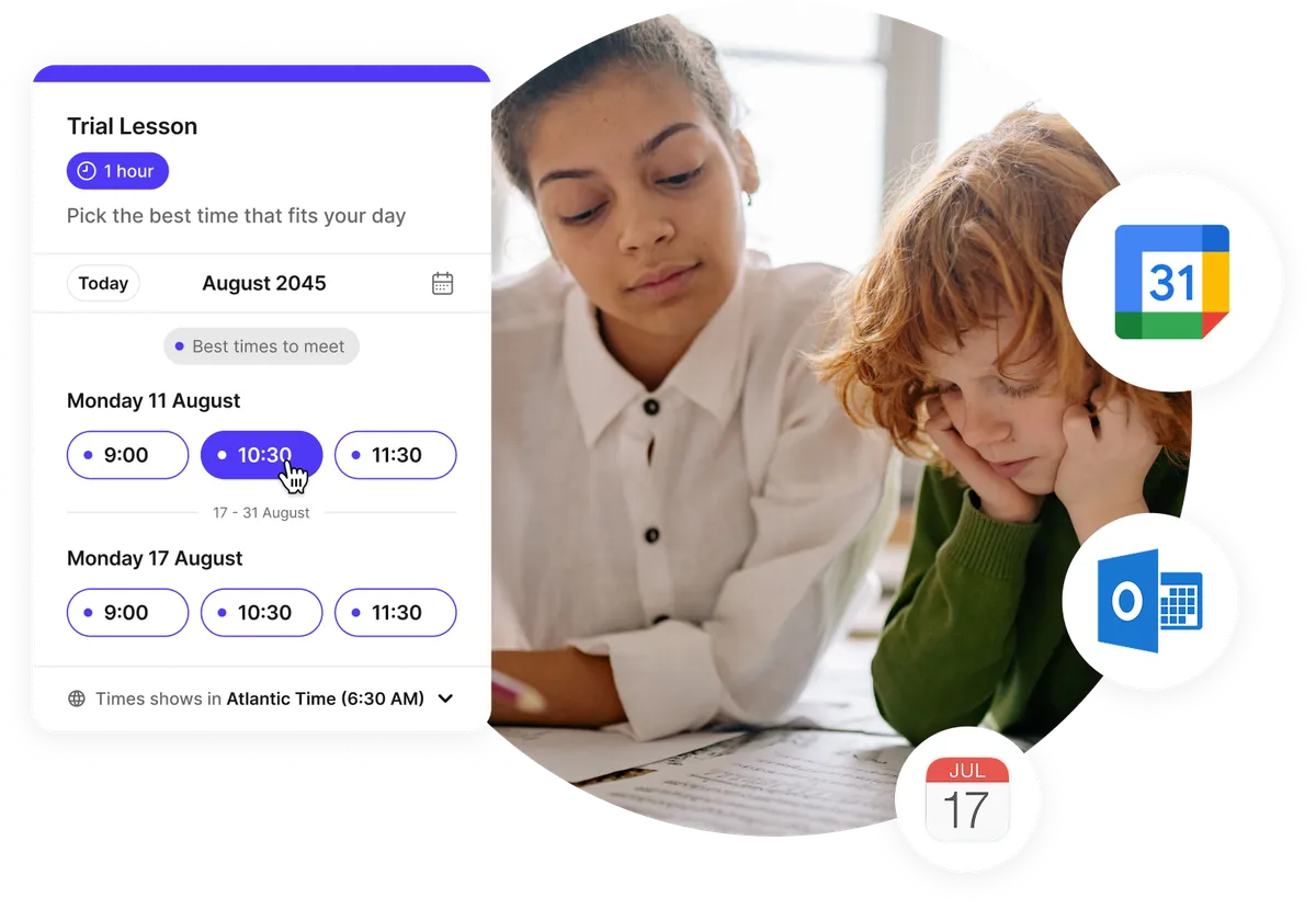 student self-booking for private lessons