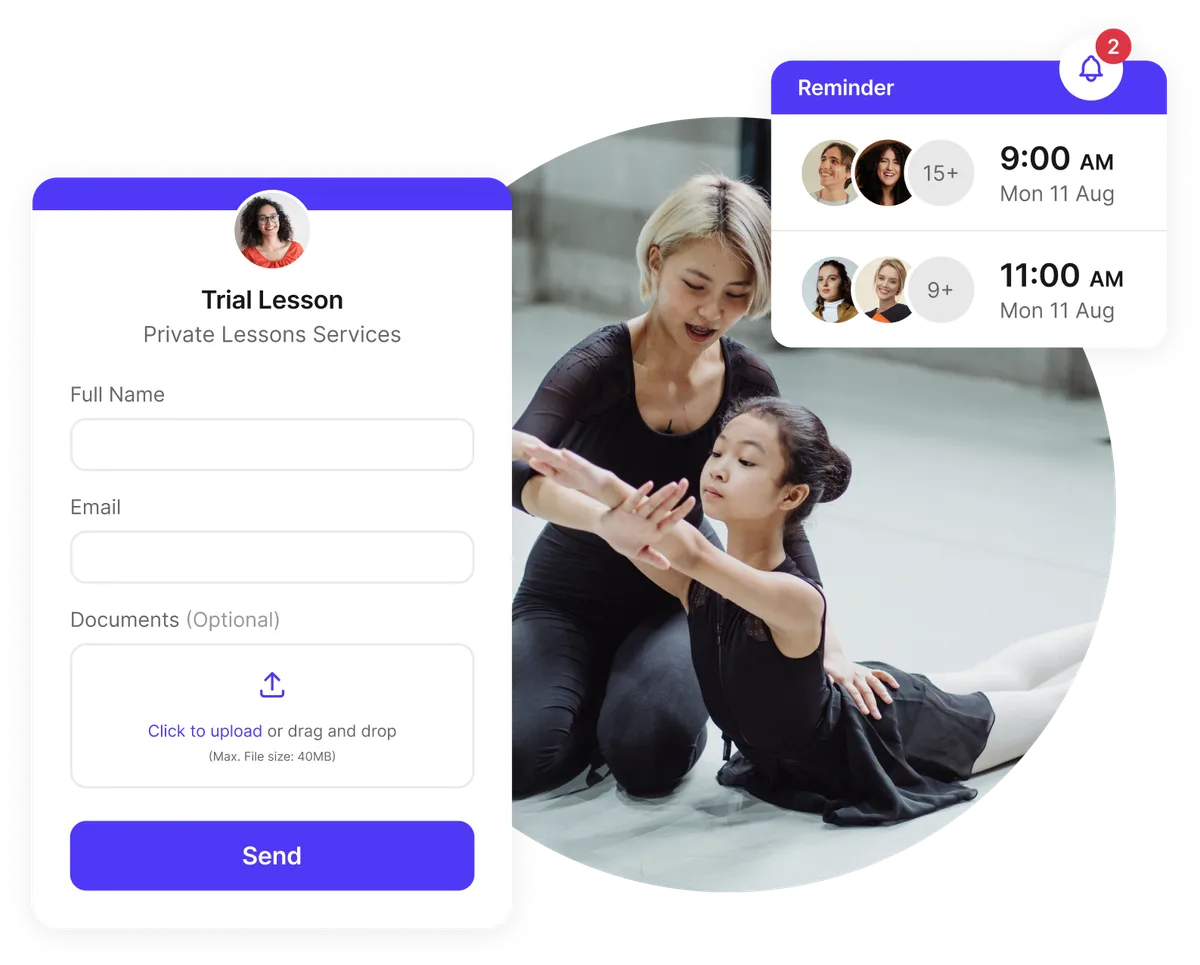 custom intake form for private lesson bookings