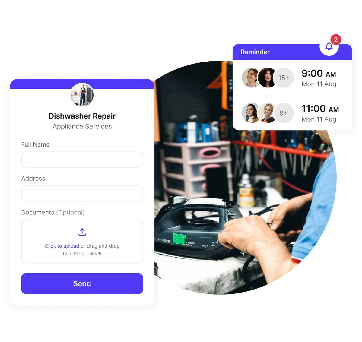 formulario de ingreso personalizado para reparación de electrodomésticos