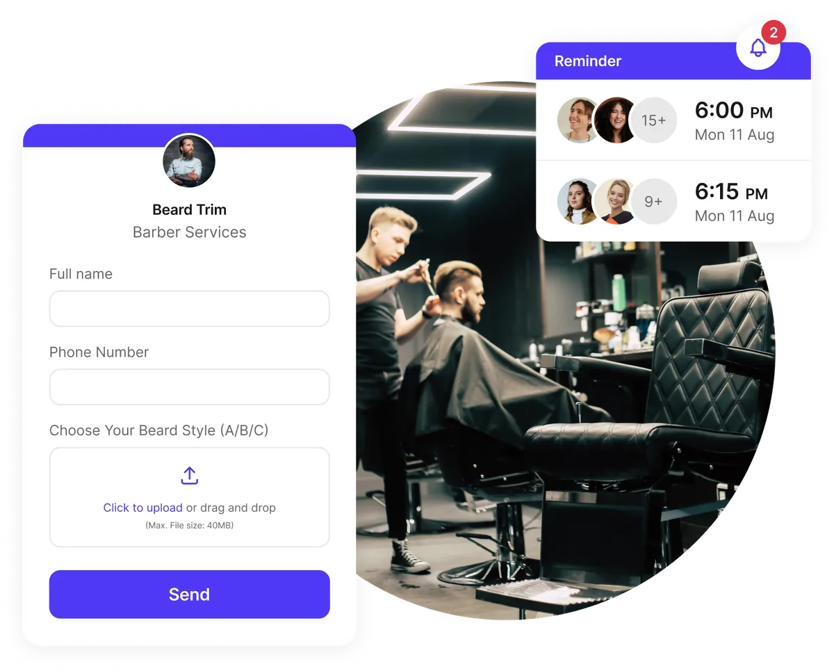 Formulaire d'admission client pour barbiers