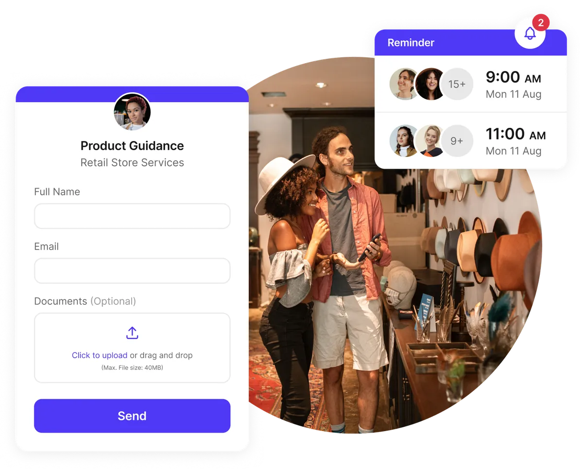 custom retail appointment form with file uploads