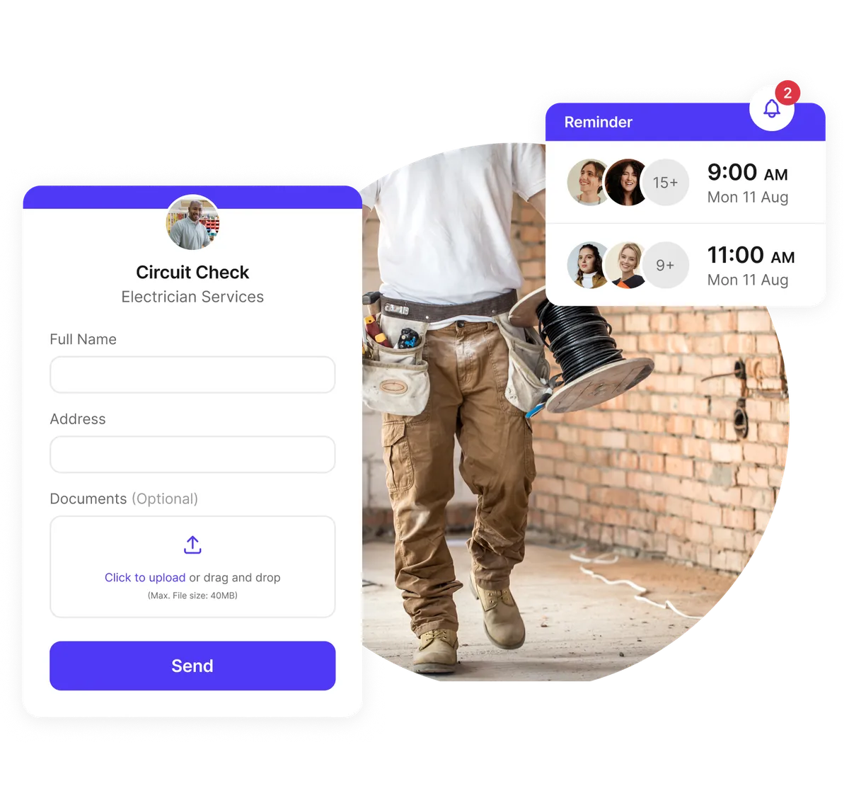 Planificateur de rendez-vous pour entrepreneur électrique