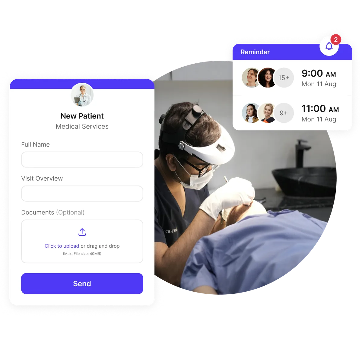 Formulaire intake logiciel réservation rendez-vous médicaux