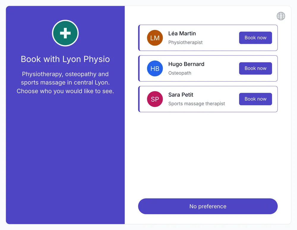 Koalendar booking page screenshot