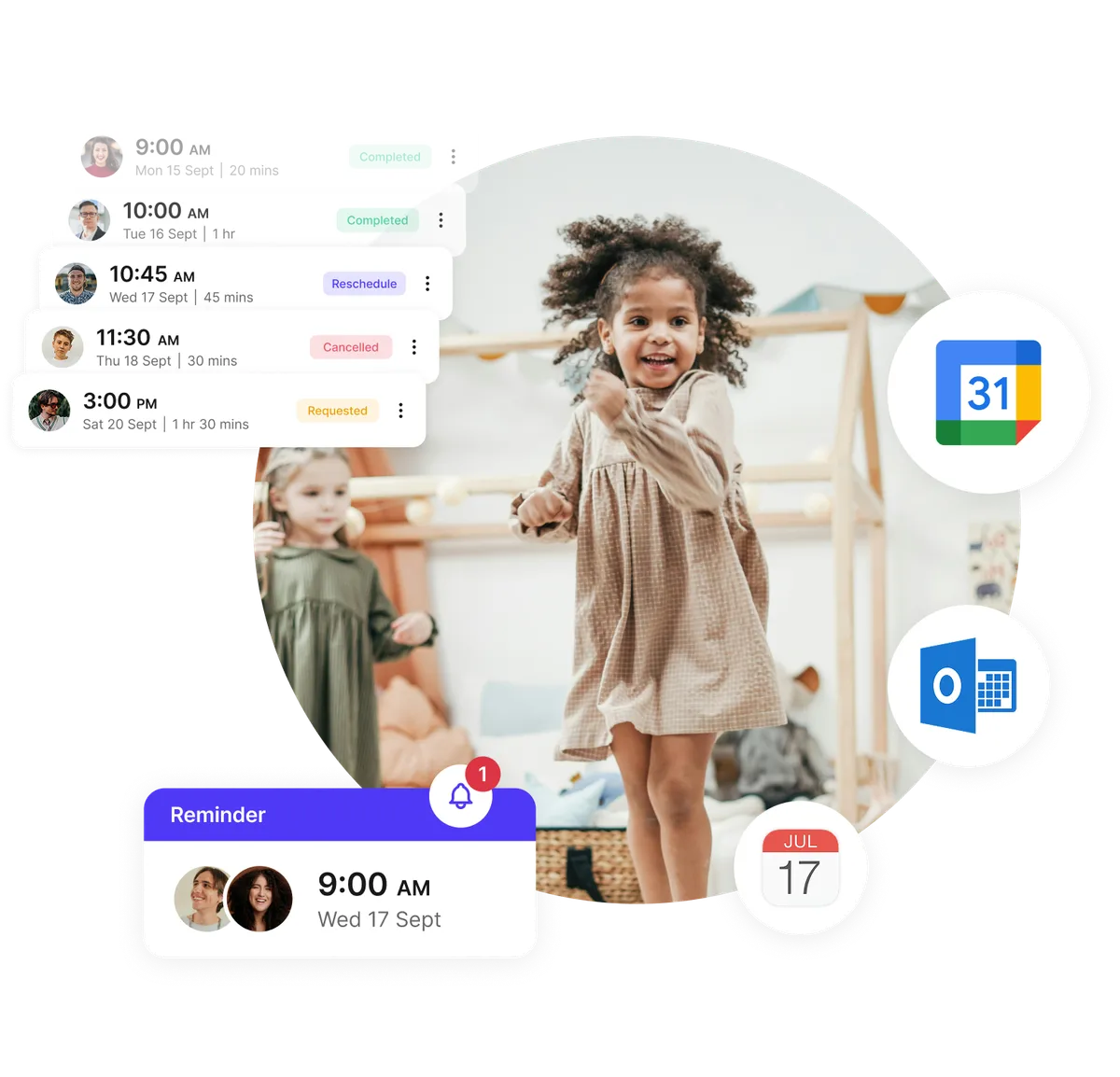 Rappels de réservation de garde d'enfants pour parents