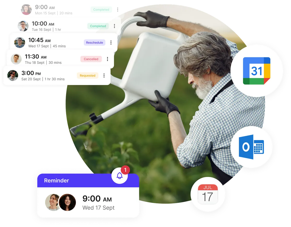 Rappels de rendez-vous d'aménagement paysager