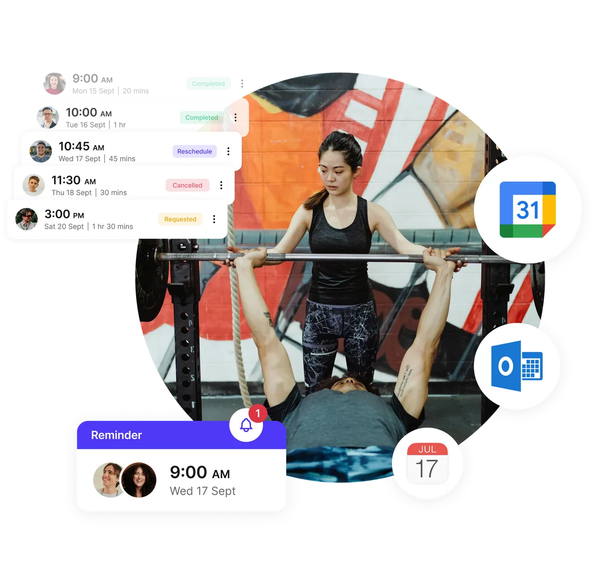 Rappels système réservation entraînement personnel