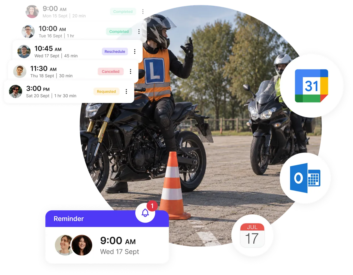 driving lesson reminders and calendar sync