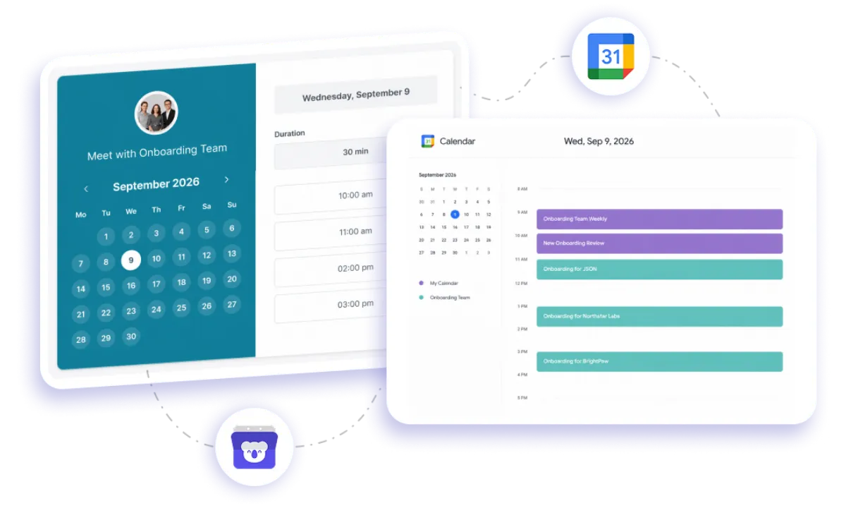 Google Calendar integration with Koalendar