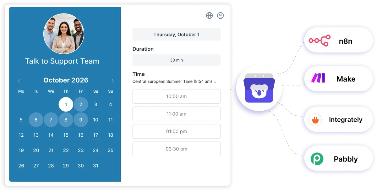 Other automations integration with Koalendar