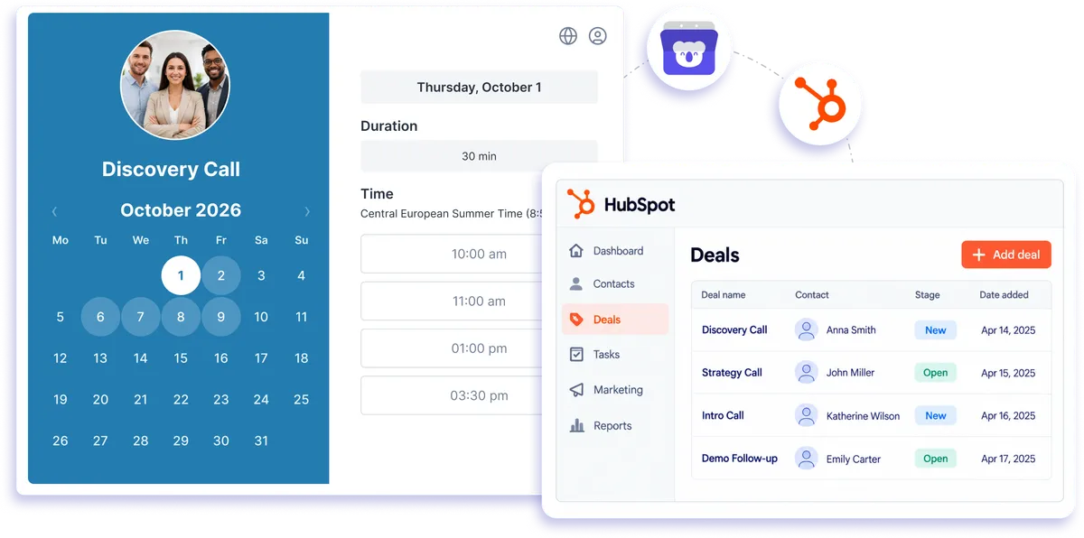 HubSpot integration with Koalendar