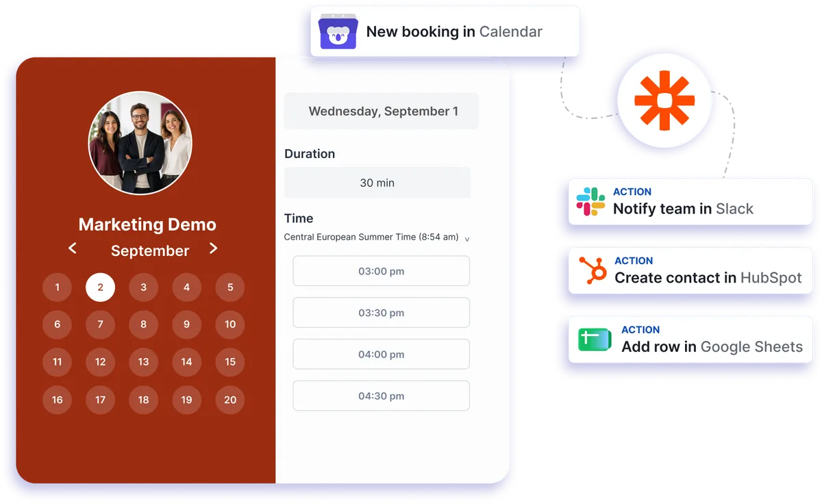 Zapier integration with Koalendar