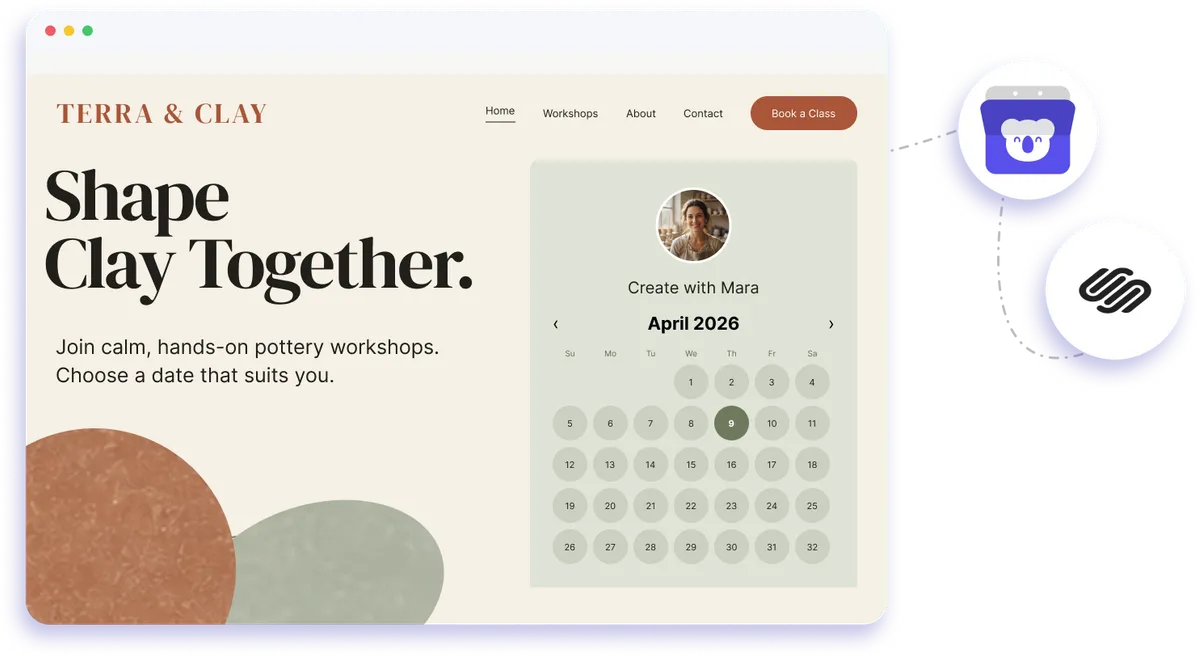 Squarespace integration with Koalendar