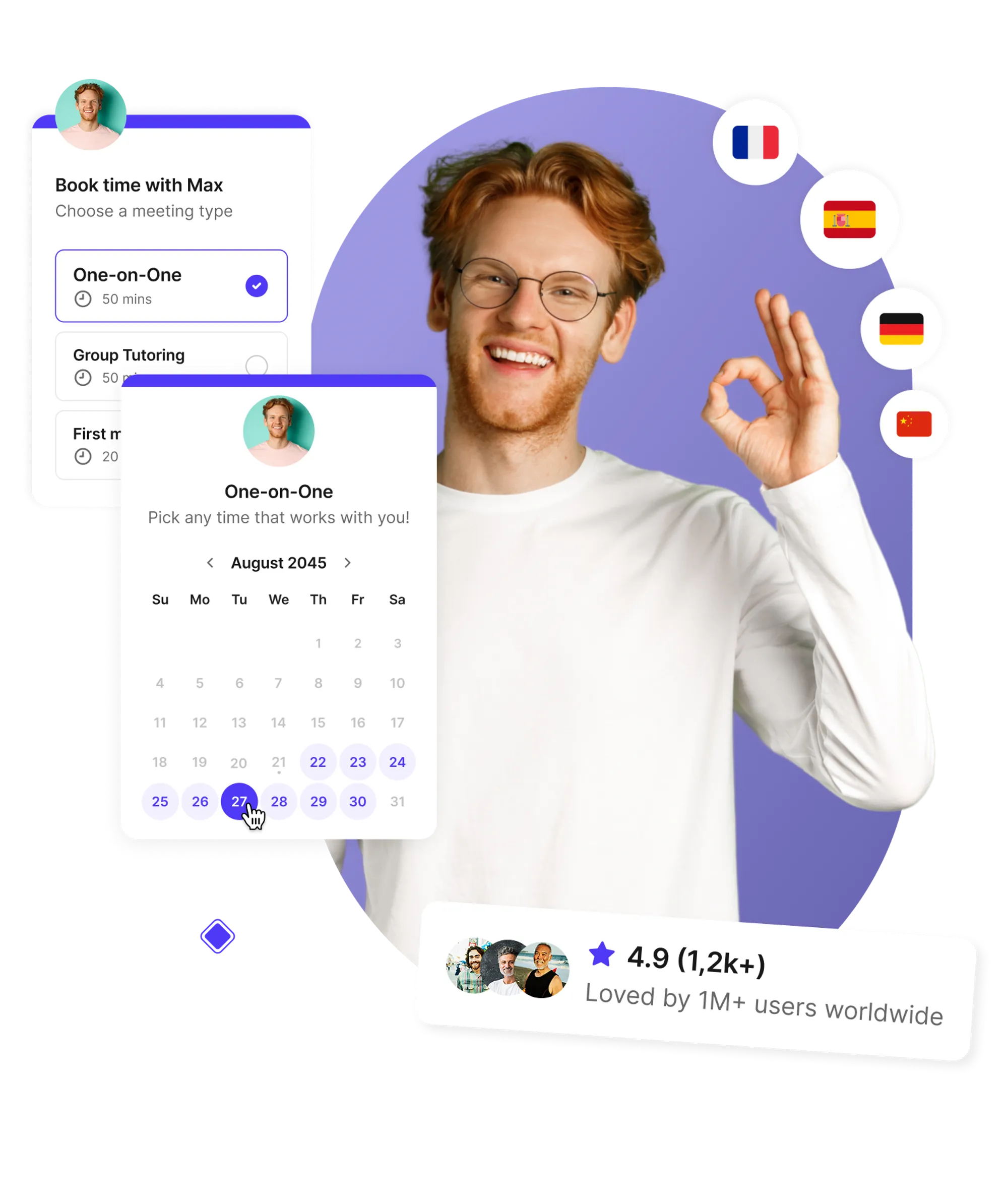 Online tutoring scheduling software interface