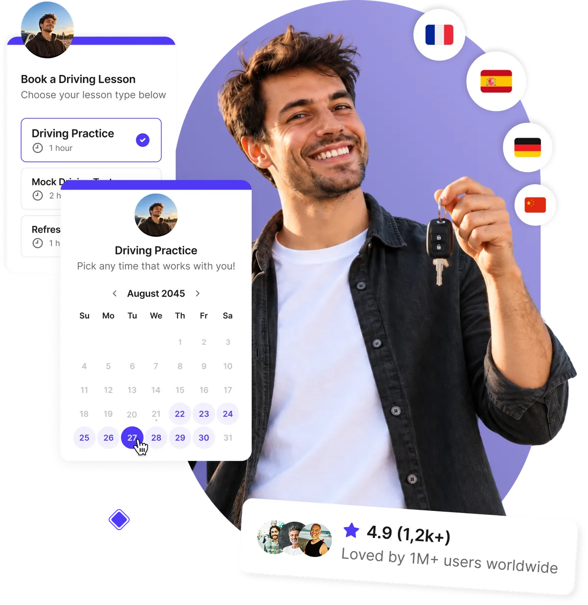 driving school lesson calendar with instructor availability