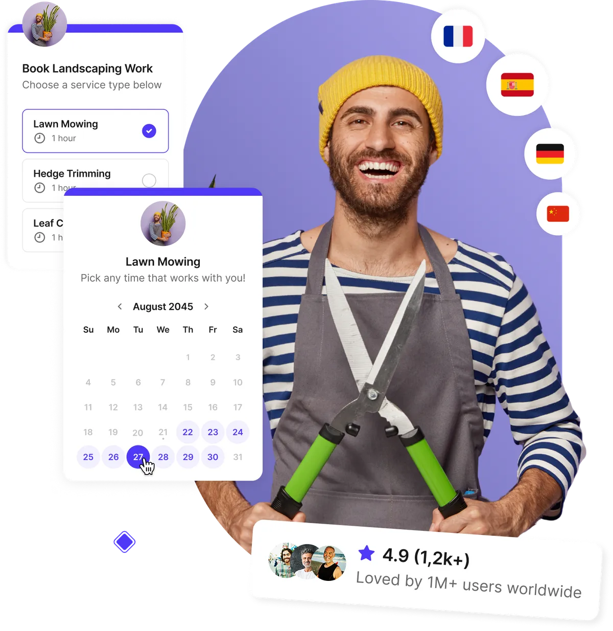 Tableau de bord du logiciel de planification d'aménagement paysager