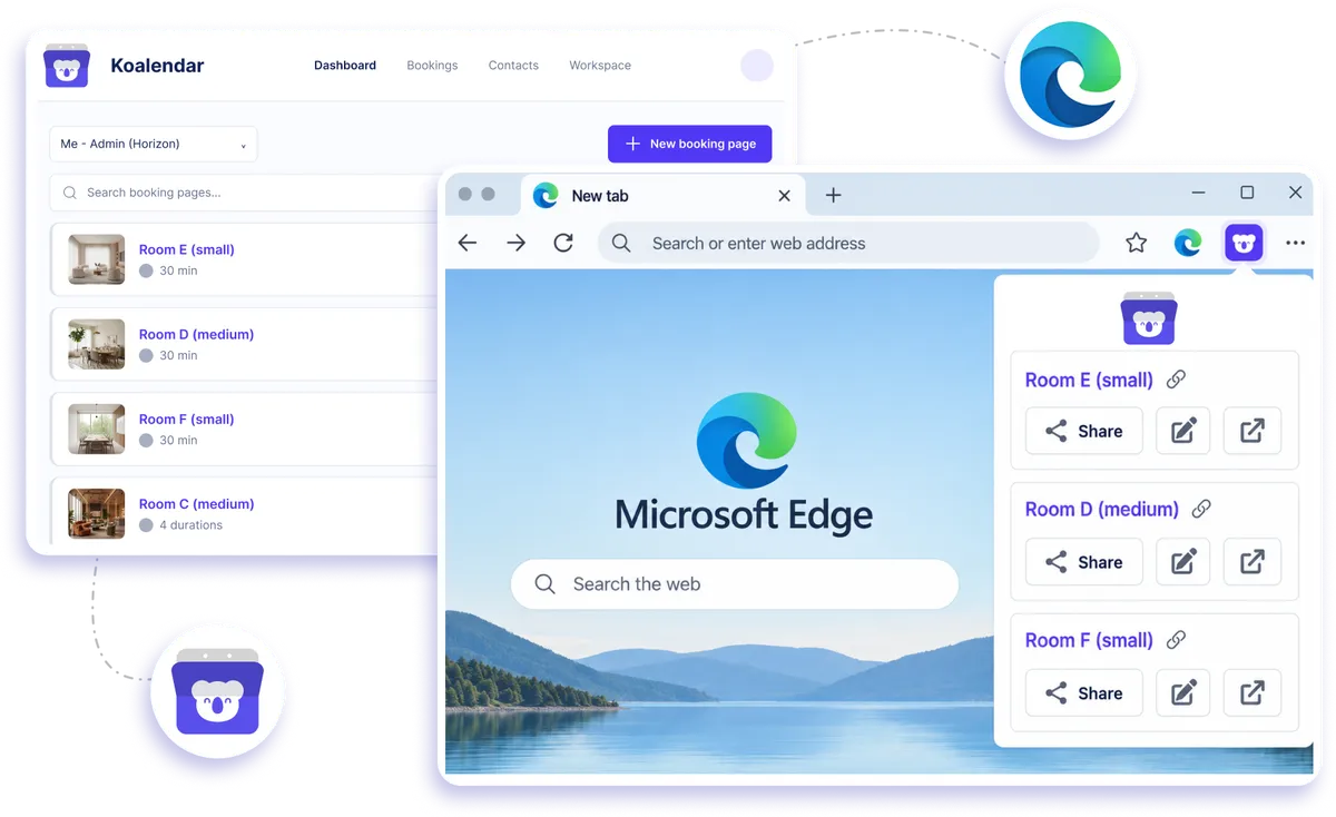 Koalendar for Edge integration with Koalendar