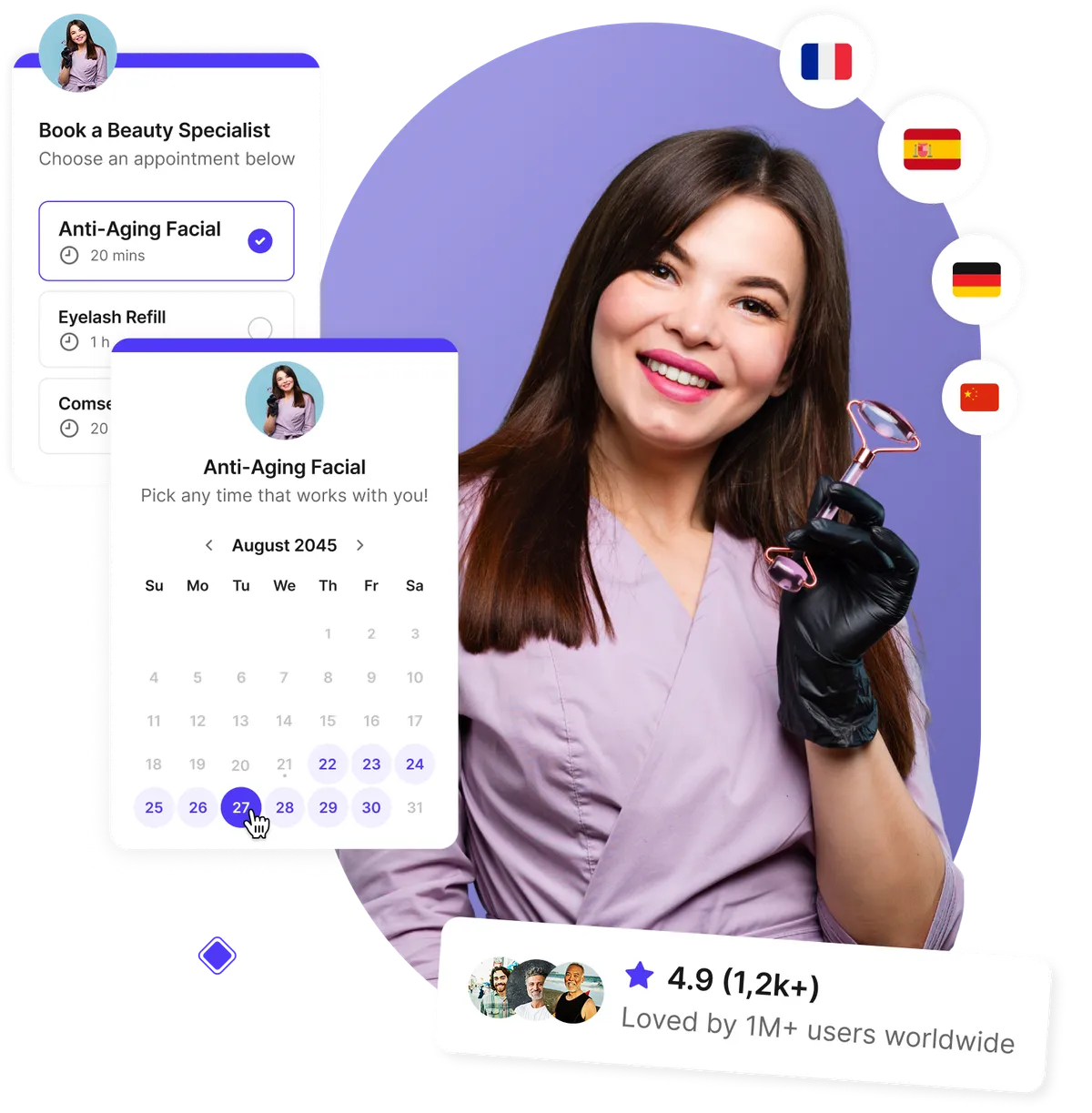 Interface du logiciel de réservation pour institut de beauté