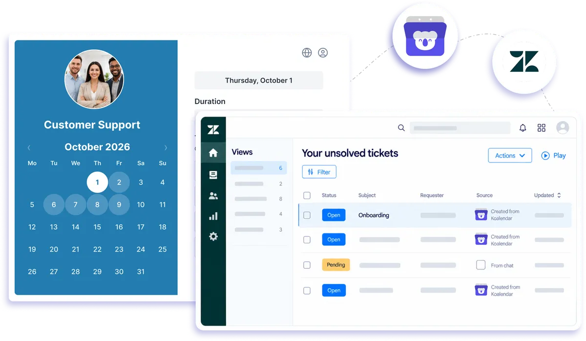 Zendesk integration with Koalendar