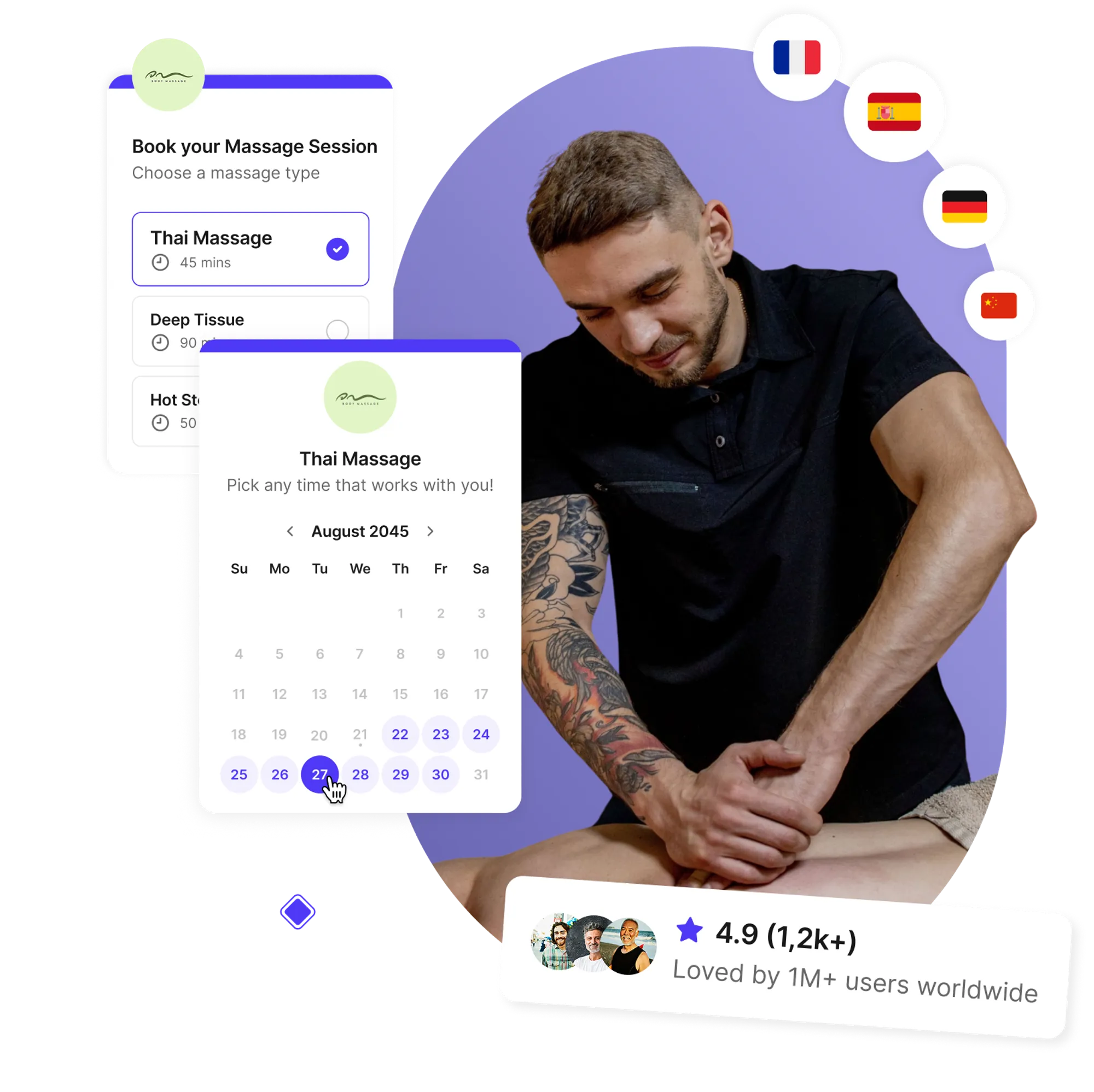 Massage scheduling software for therapists and studios
