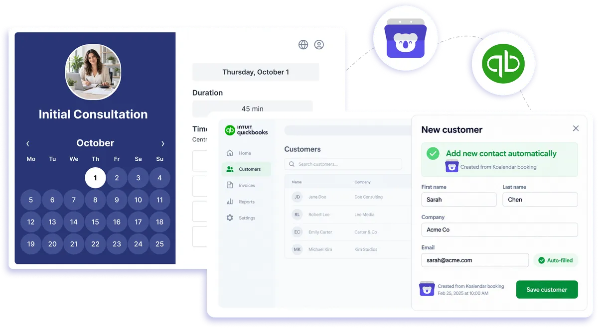 QuickBooks integration with Koalendar