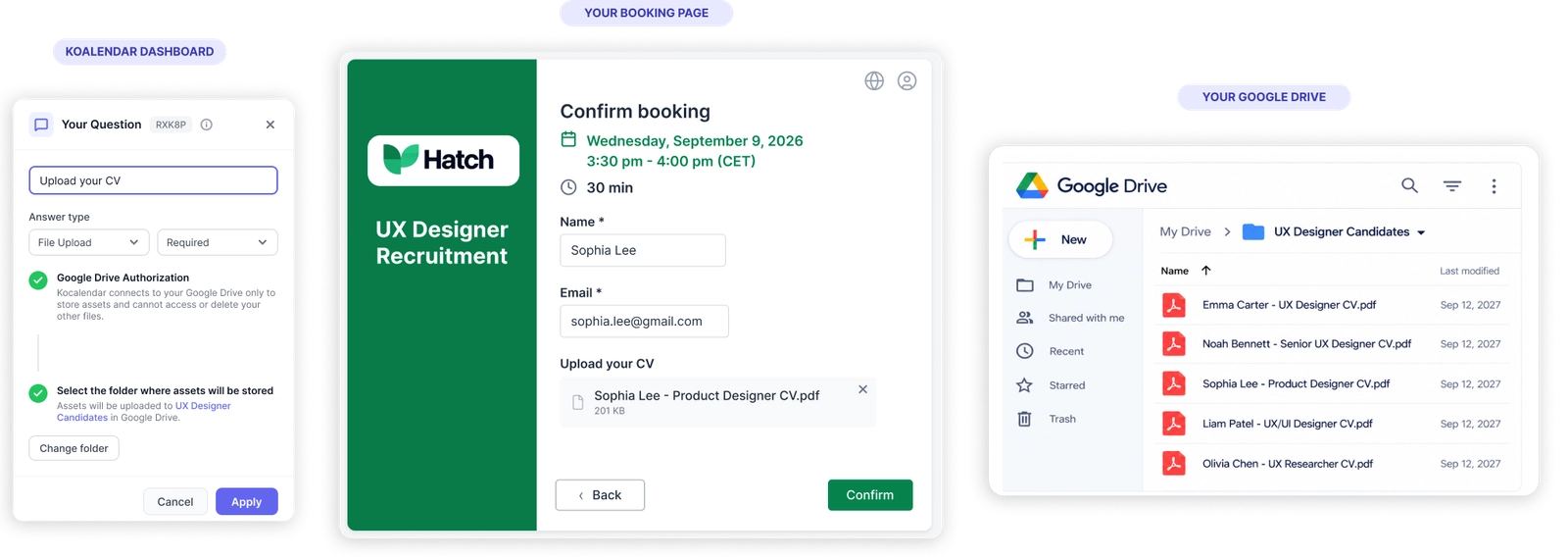 Google Drive storage for your bookings
