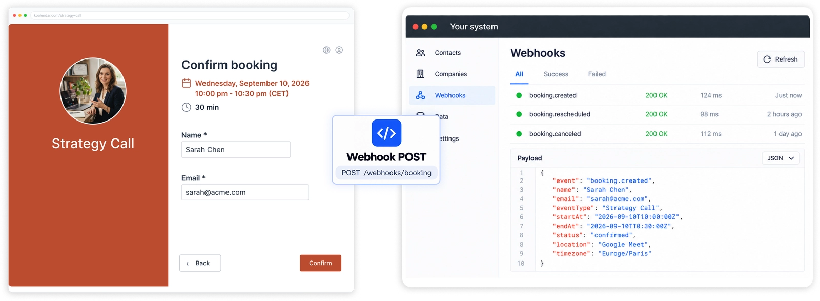 Get a webhook for every booking event