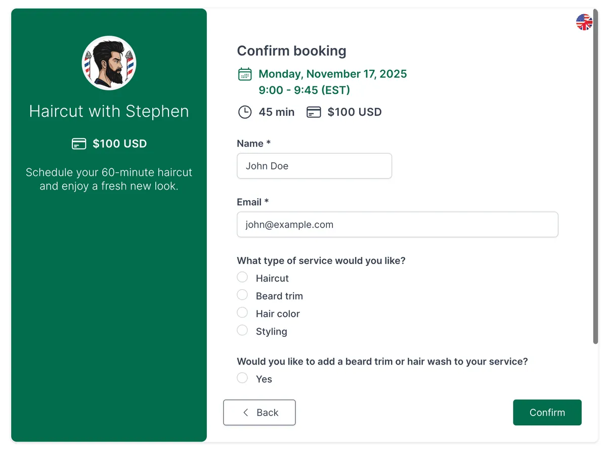Page de réservation Koalendar
