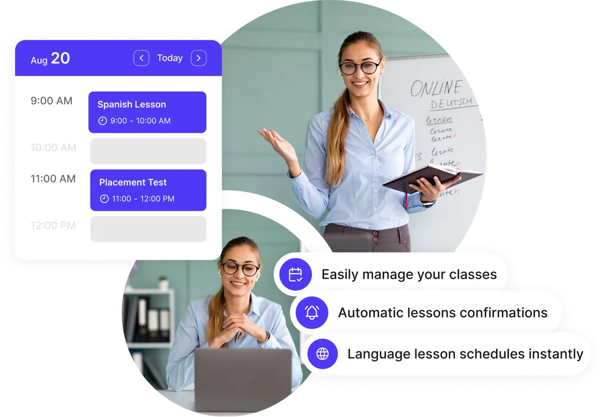 language school class timetable and teacher schedule