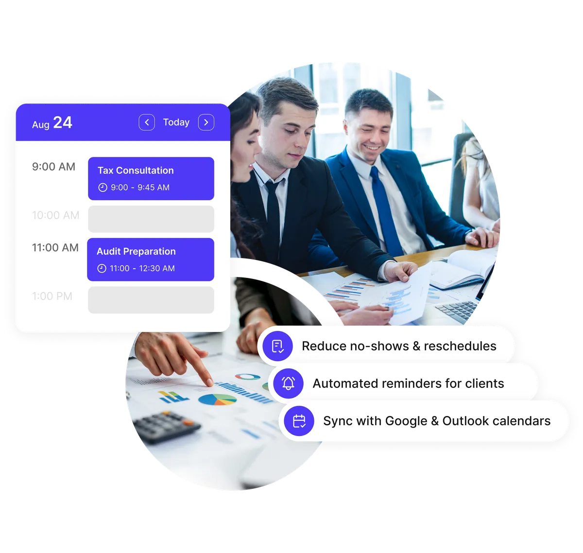 Vue calendrier du logiciel de planification pour comptables