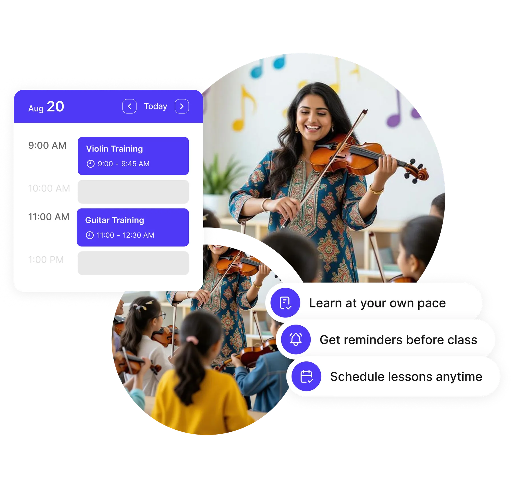 music lesson scheduling app